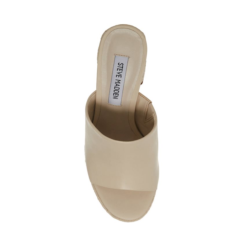 Mulas Steve Madden Darby Cuero Mujer Beige | ES TJE129